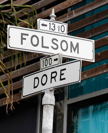 Dore Alley and Folsom Street intersection. The heart of the Up Your Alley Fair