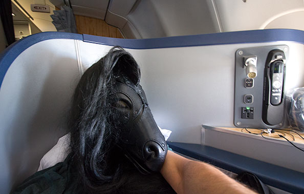 Pony selfie on the plane to Germany