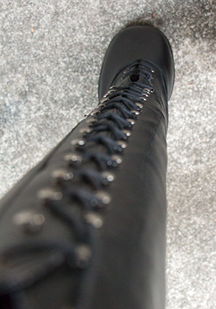 View down the Derby boot from the wearers perspective.