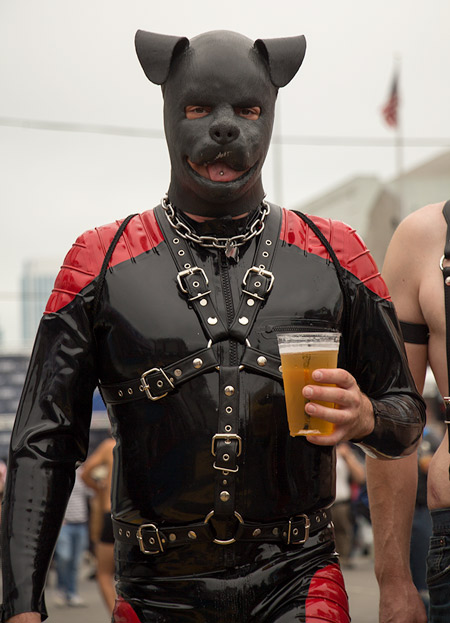 Latex pup having a drink