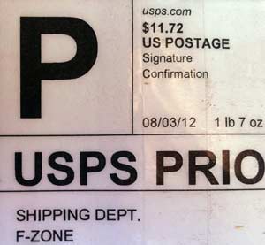 Shipping label for my order of the Pegasus equine sheath from fetishzone. They shipped promptly and discretely and did not overcharge for shipping (in fact they undercharged).